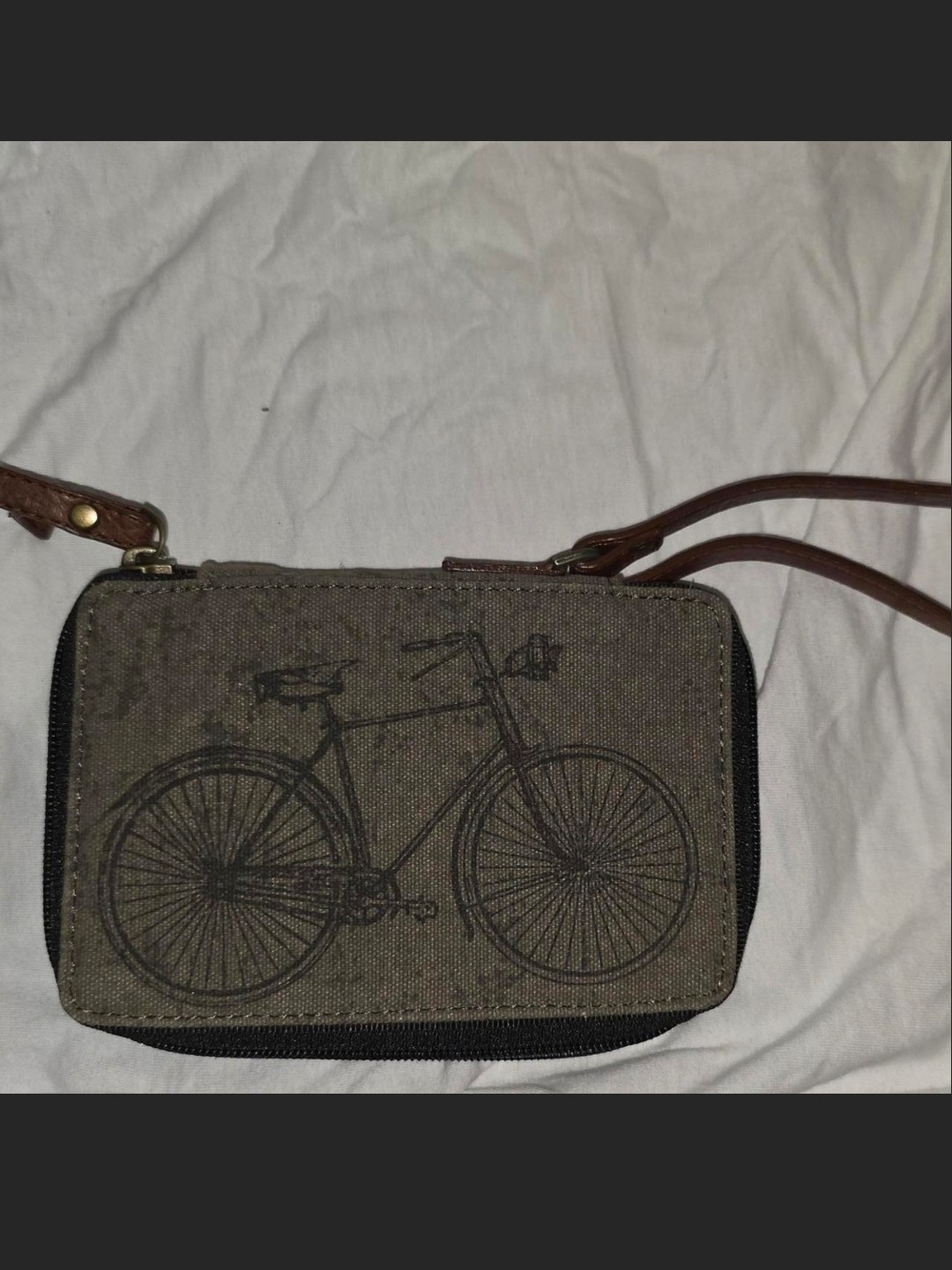 Mona B - Canvas Bicycle Wristlet Wallet - Olive Green